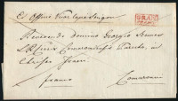 1833 Ex offo levél piros GRAN FRANCO - Komárom
