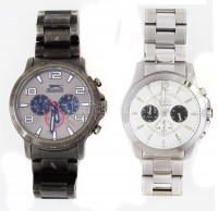 2 darab Slazenger fém tokos karóra, kvarc, kopással, tartón, d: 40-50 mm