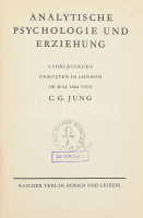 C[arl] G[ustav] Jung: Analytische Psychologie und Erziehung. 3 Vorlesungen Gehalten in London im Mai 1924 von: - - -. Zürich - Leipzig, 1936, Rascher Verlag, 94+6 p. Átkötött félvászon-kötés, kissé kopott borítóval.