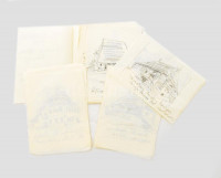 Jelzés nélkül, 24 db mű: ifj. Kós Károly Erdély c. könyvének illusztrációi. Ceruza, papír. 15x11 cm