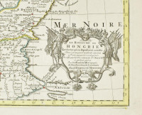 [Magyarország, Erdély, Moldova és Havasalföld térképe ]Nova et accurata Regni Hungariae Tabula, ad usum Serenissimi Burgundiae Ducis. Színezett rézmetszet, Amsterdam, 1747 Covens & Mortier, 488x575 mm,/ Map of Hungary, Transylvania,
