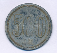 Németország DN 500pf Zn Werth-Marke nagyméretű kereskedelmi zseton ML beütéssel (33mm) T:VF-FGermany ND 500 Pfennigs Zn Werth-Marke trading token countermarked ML (33mm) C:VF-F