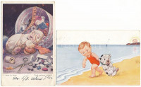 2 db RÉGI Bonzo kutyás képeslap / 2 pre-1945 Bonzo dog postcards
