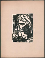 Jelzés nélkül: Arc. Tus, papír, 16x11 cm Kartonon