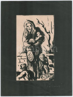 Pleidell jelzéssel: Koldus. Tus, papír, kartonon jelezve jobbra lent a kartonon. 24x13 cm
