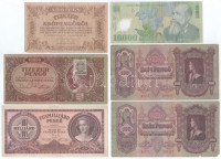 1930. 100P (2x) + 1946. 10.000P + 1946. 1.000.000.000P + 1946. 10.000AP + Románia 2000. 10.000L T:F-G