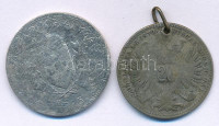 Ausztria 1870. 20kr Ag Ferenc József + 1926. 1P Ag T:F, lyukasztott füllel, tisztítottAustria 1870. 20 Kreuzer Ag Franz Joseph + Hungary 1926. 1 Pengő Ag C:F, holed with ear, cleaned