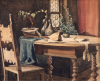 Nádler Róbert (1858-1938): Orientalista csendélet hangszerrel (saz)