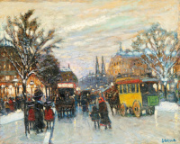 Berkes Antal (1874-1938): Téli utcarészlet