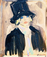 Vaszary János (1867-1939): Dizőz cilinderben