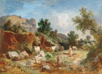 Molnár József (1821-1899): Itatás (Tehenek a forrásnál), 1870 körül